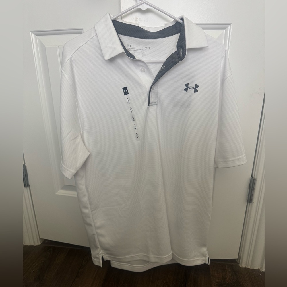 Under Armour Men's White and Gray Polo Shirt